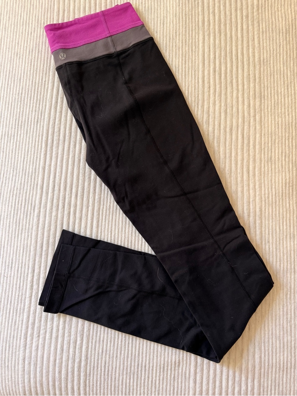 lululemon athletica Black Leggings with Pink and Gray Waistband